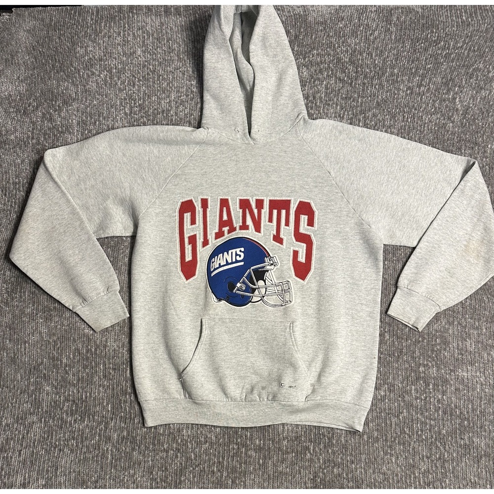 Vintage 90s New York Giants Hoodie XL Fruit of the Loom USA NFL Helmet Gray